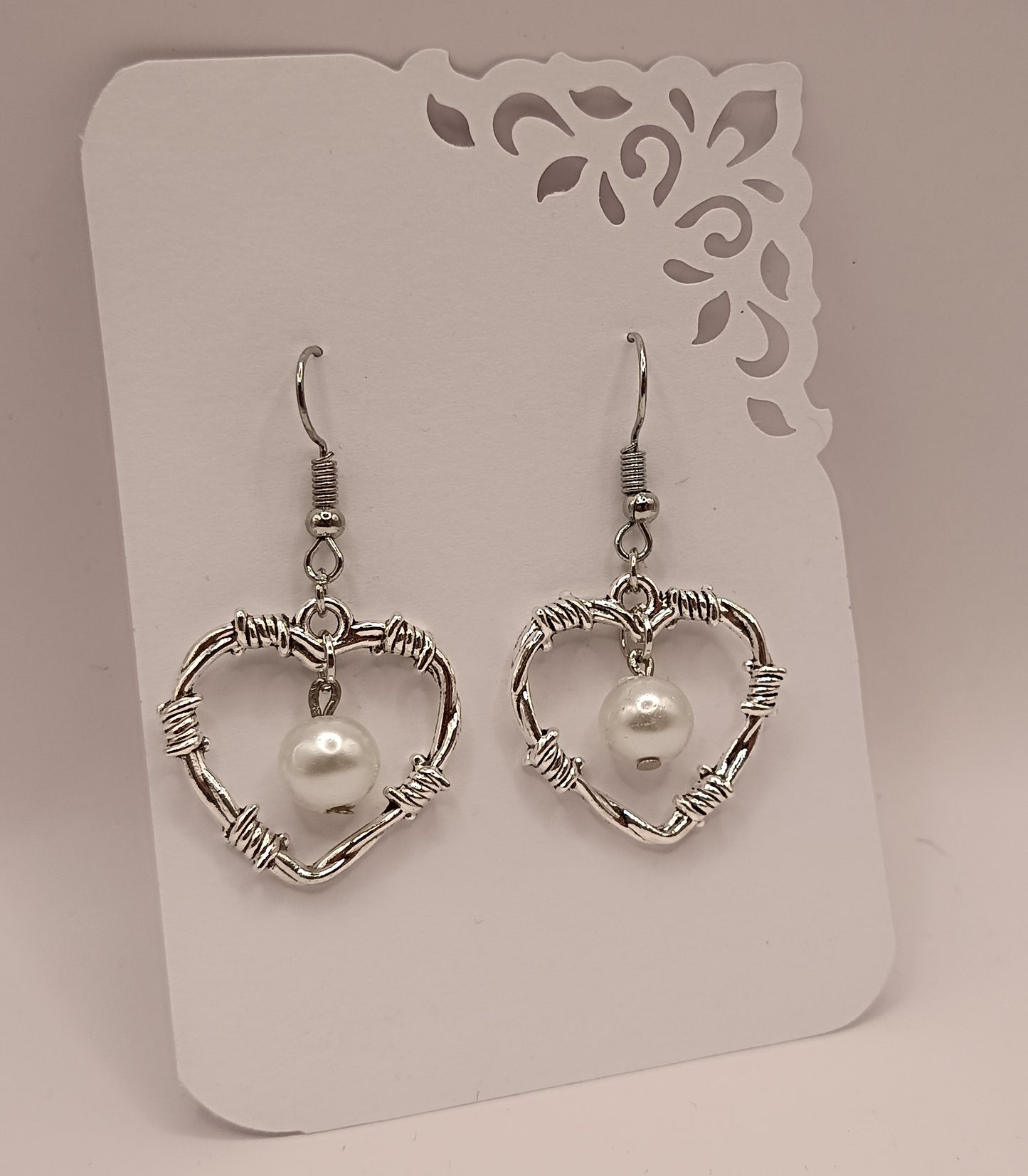 Hammered silver open heart earrings, silver plated, hypoallergenic